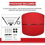 Tractor Canopy Compatible with All ROPS 48-3/8" X 48-3/8" Equipped Tractors and Mowers with a 2" x 2" or 2" x 3" ROPS (Will Add About 4'' to The Height of The Tractor, Red/Orange/Green/Wthite)
