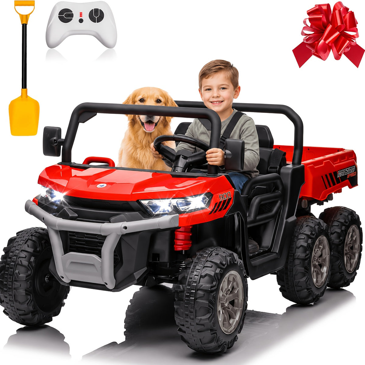 24V Kids Ride-On UTV, Dual Mode Powered Car With Remote, 3 Speed Settings, Music, LED Lights & Suspension, Outdoor Toy Vehicle For Boys And Girls Ages 3+