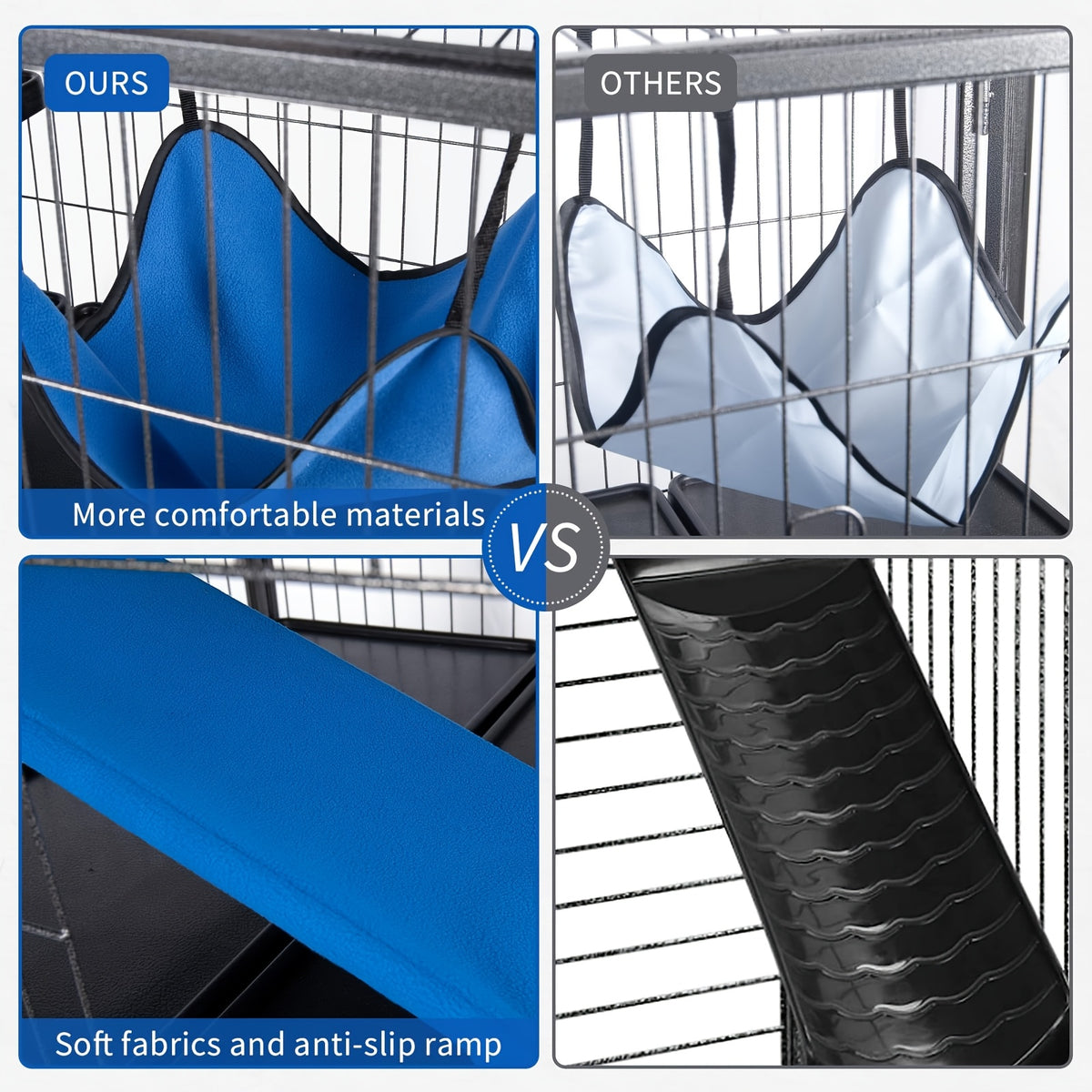 [5-Tier Metal Cage] Metal Small Animal Cage 5 Tiers Homes for Pets Removable Ferret Cage with Lockable Wheels, 50" H Deluxe Chinchilla Cage with Hammock and Removable Tray