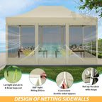 Hoteel 10x15 Heavy Duty Pop Up Canopy Tent with 4 Sidewalls, Commercial Gazebo Party Tent with Mosquito Netting Wall Easy Up Outdoor Instant Screen Tent for Backyard, Beach, Patio, Garden