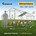 Heavy Duty Reinforced Chicken Coop Walk In Chicken Run with Waterproof Cover Large Metal Poultry Cage Outdoor Chicken Pen with Free Chicken Roosting Ladder