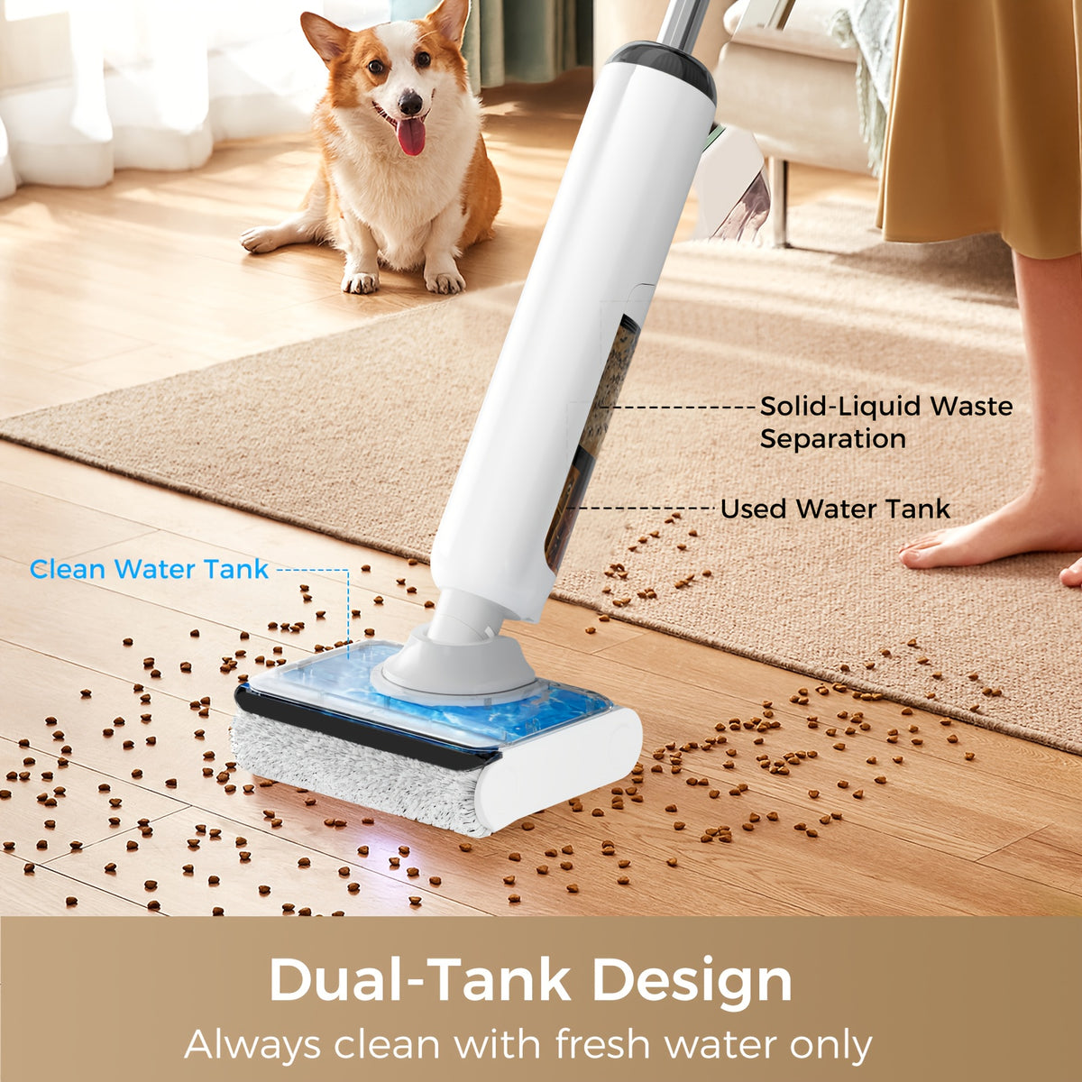 Wet And Dry Vacuum Cleaner, Wet Dry Vacuum Cordless Floor Cleaner And Mop One-Step Cleaning for Hard Floors, Lightweight & Cordless Design, Refreshed Home, Self-propelled Vacuum Mop Assembly
