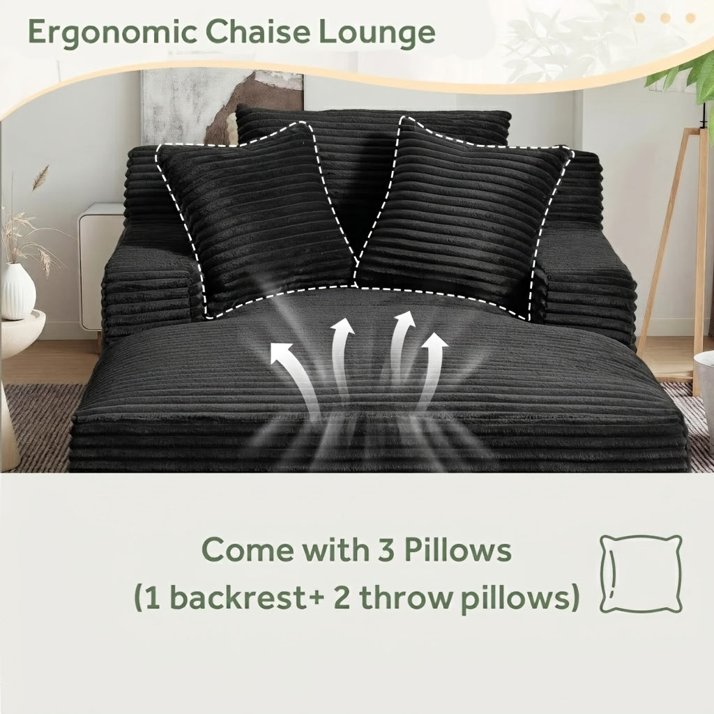46.5 Inch Wide Flannel Boneless Chaise Lounge Chair Sofa Bed with 2 Throw Pillows And Cushion, Comfy Cloud Couch Reading Chair Deep Seat Sleeper Sofa for Living Room, Apartment, Bedroom, Gaming Room| No Assembly Required
