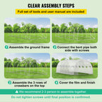 Walk-in Tunnel Greenhouse, 20 x 10 x 7 ft Portable Plant Hot House w/ Galvanized Steel Hoops, 3 Top Beams, Diagonal Poles, 2 Zippered Doors & 12 Roll-up Windows, White