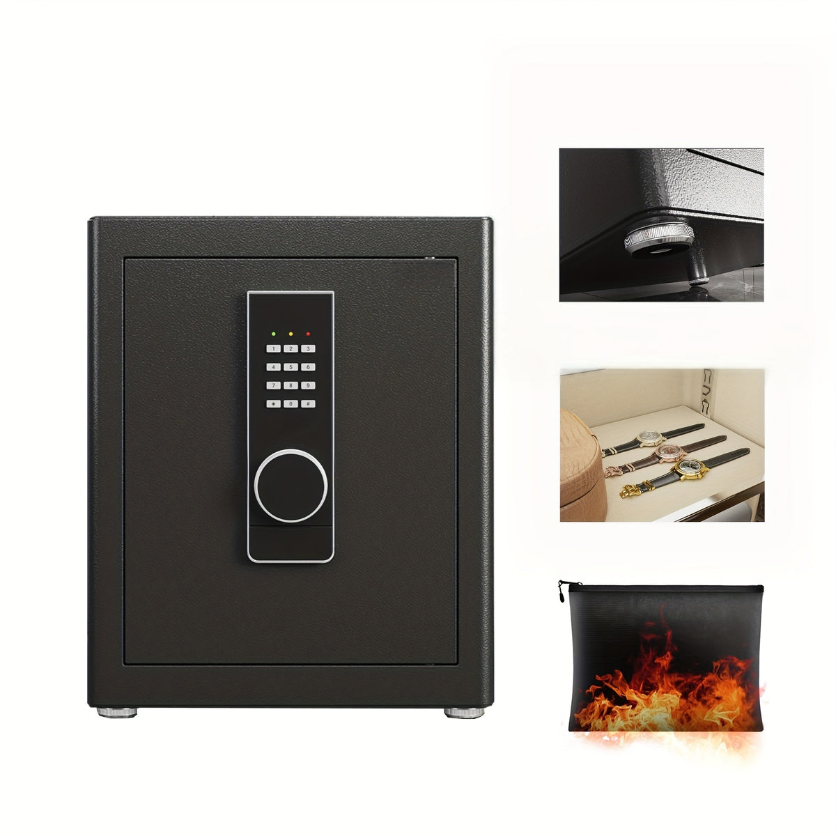 [Security Safe Box] FABAO for Home Safe Box, 2.0 Cuft Security Safe with Digital Keypad, Personal Document Safe with LED Light And Shelf, Drawer for Home Dorm Office Hotel Business