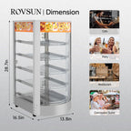5-Tier Food Warmer Pizza Warmer Countertop, Food Warmer Display Pretzel Warmer with LED Lighting Removable Shelves Glass Door, Pastry Display Case for Buffet Restaurant Cafe, 110V 800W