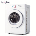 ICYGLEE 110V Portable Laundry Dryer with Stainless Steel Drum, Compact Electric Dryer 1.5/1.85 Cu.ft Front Load, Ideal for Apartments, RVs, And Dorms, White, User-friendly Controls