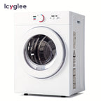 ICYGLEE 110V Portable Laundry Dryer with Stainless Steel Drum, Compact Electric Dryer 1.5/1.85 Cu.ft Front Load, Ideal for Apartments, RVs, And Dorms, White, User-friendly Controls