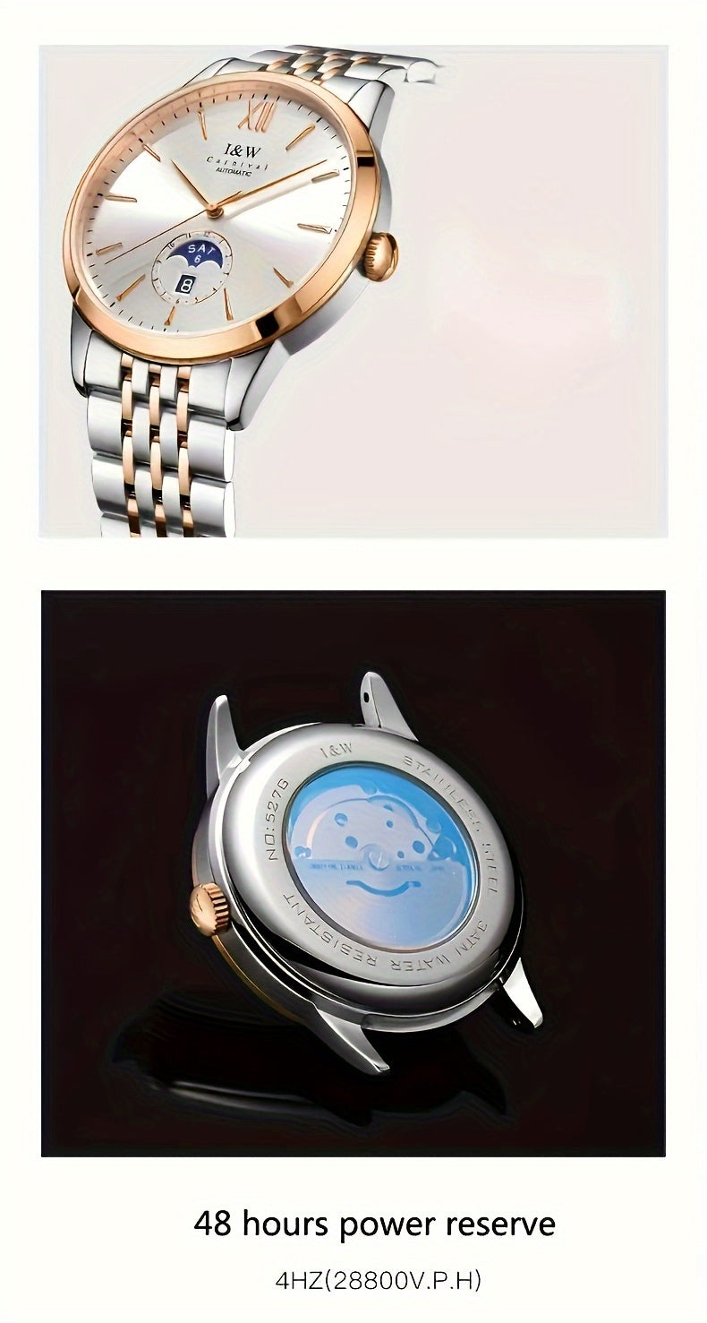 Carnival High-end Brand Mechanical Watches for Men Stainless Steel Faux Sapphire Mirror Fashion Sports Watches for Men Holiday Gifts