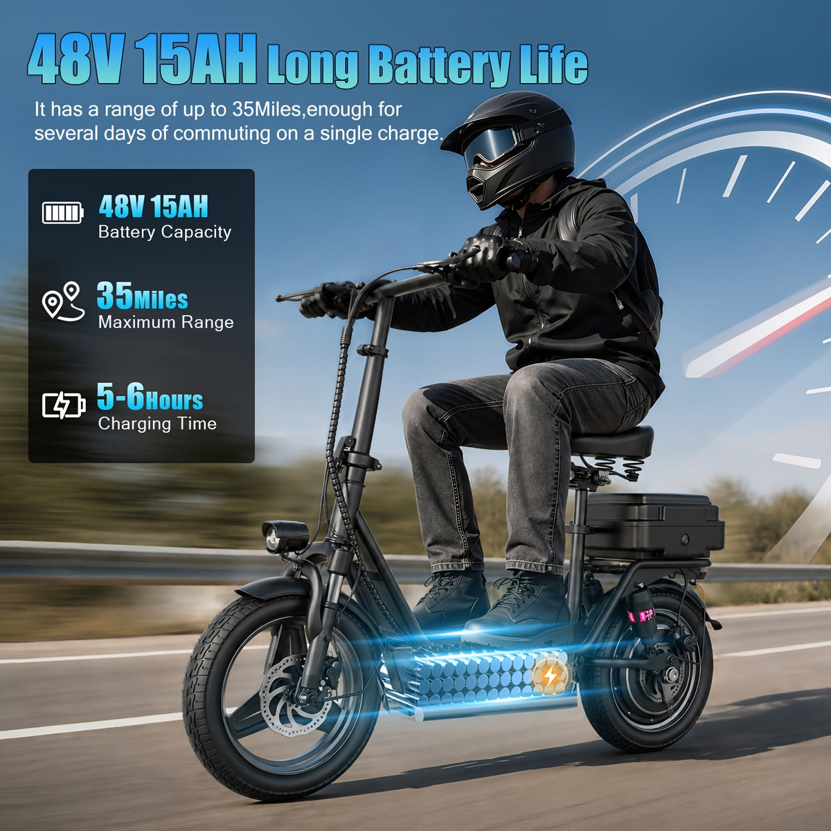 749W Peak Power, 48V 15AH Electric Scooter for Adults, 19.9MPH with Seat and Basket, 35 Miles Range, 14-inch Tires - the Ideal Companion for Your Commuting and Shopping Needs!