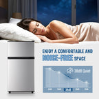 5.0/3.5/2.5 Cu.ft Small Fridge with Freezer 2-Door Compact Refrigerator 7-Level Adjustable Thermostat, Removable Shelves and Bakset, Perfect for Dorm, Office, RV, Bedroom, Silvery