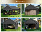 JAMFLY Sturdy Carport Featuring Roll-Up Ventilated Windows, Outdoor Canopy, Portable Garage Gazebo Equipped with Detachable Sidewalls & Doors for Vehicles, Truck, Boat, All-Season Tarp Car Canopy