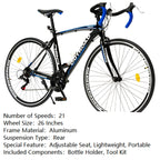Road Bike 14-21Speed 700C Wheel with Light Aluminum Alloy Frame Commuter Bicycle with Dual Disc/V Brakes for Women And Men