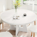 47" Round Dinner Table, Farmhouse Dining Table for 4, Ideal for Dining Room, Kitchen, Or Living Room