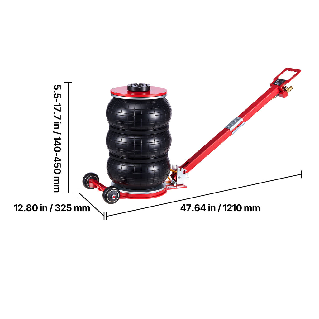 VEVOR Air Jack, 3 Ton/6613 lbs / 5 Ton/11023 lbs Triple Bag Air Jack, Airbag with Six Steel Pipes, Lift Up to 17.7 inch/450 mm /18.3 inch/464 mm, Pickup Truck Repair, White/Blue/Red