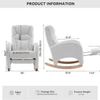 Rocking Chair Nursery, Modern Glider Chair with Adjustable Footrest And Solid Wood Legs, High Backrest Nursery Chair with Side Pocket, Rocker Armchair for Living Room Bedroom