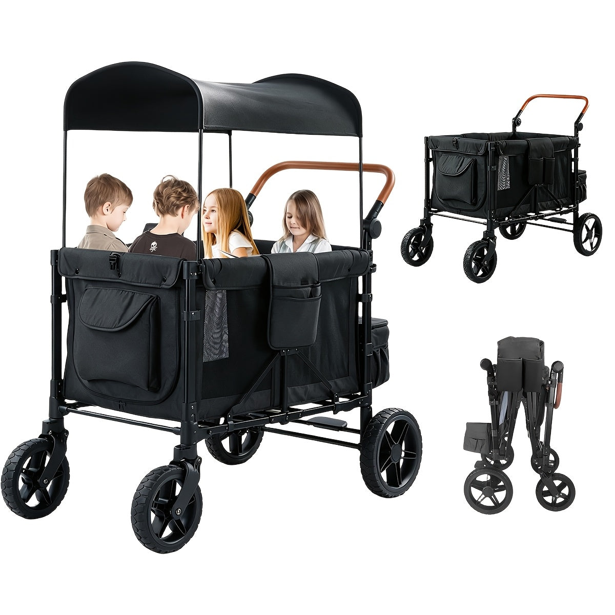 Lightweight High Landscape Quadruplets Stroller for 4 Kids & Double Stroller, 2/4 Seat Oversized Storage Basket, Suitable for Shopping, Picnics, Camping, Sports - Travel Stroller