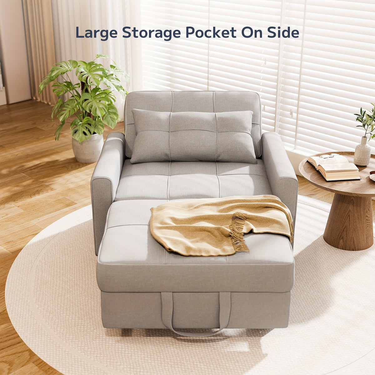 Asofer Convertible Sofa Chair 3-in-1, Adjustable Sleeper Chair Pullout Sofa Bed With Pillows, Comfortable Pullout Futon For Living Room Or Bedroom, Living Room Furniture | Modern Loveseat Design | Luxury Comfort Finish, Futon Sofa Bed, Best Gift