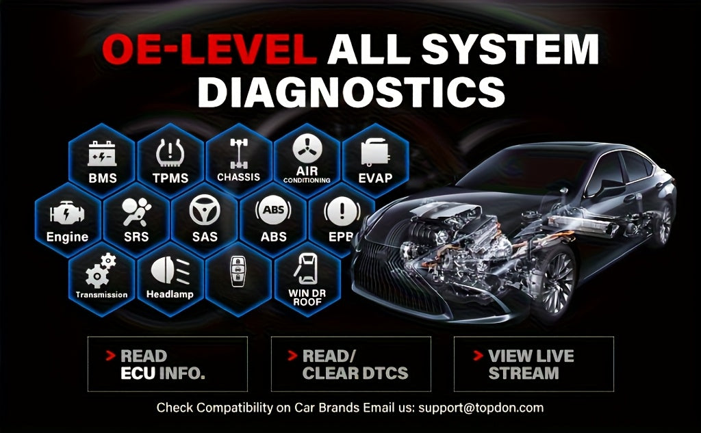 Wireless OBD2 Scanner - AD800BT - Free Lifetime Upgrade - Scan Tool - Automotive Diagnostic Tool - Full System Diagnosis - 28+ Reset Services