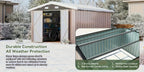 12x20x9.3/12x14/6x4ft Metal Storage Shed - Outdoor Garden Shed Kit, Lockable Tool Shed, Backyard Shed with Double Hinged Doors, 4 Windows, Carport for Car, Truck, Bike and Lawn Mower & Equipment, Brown
