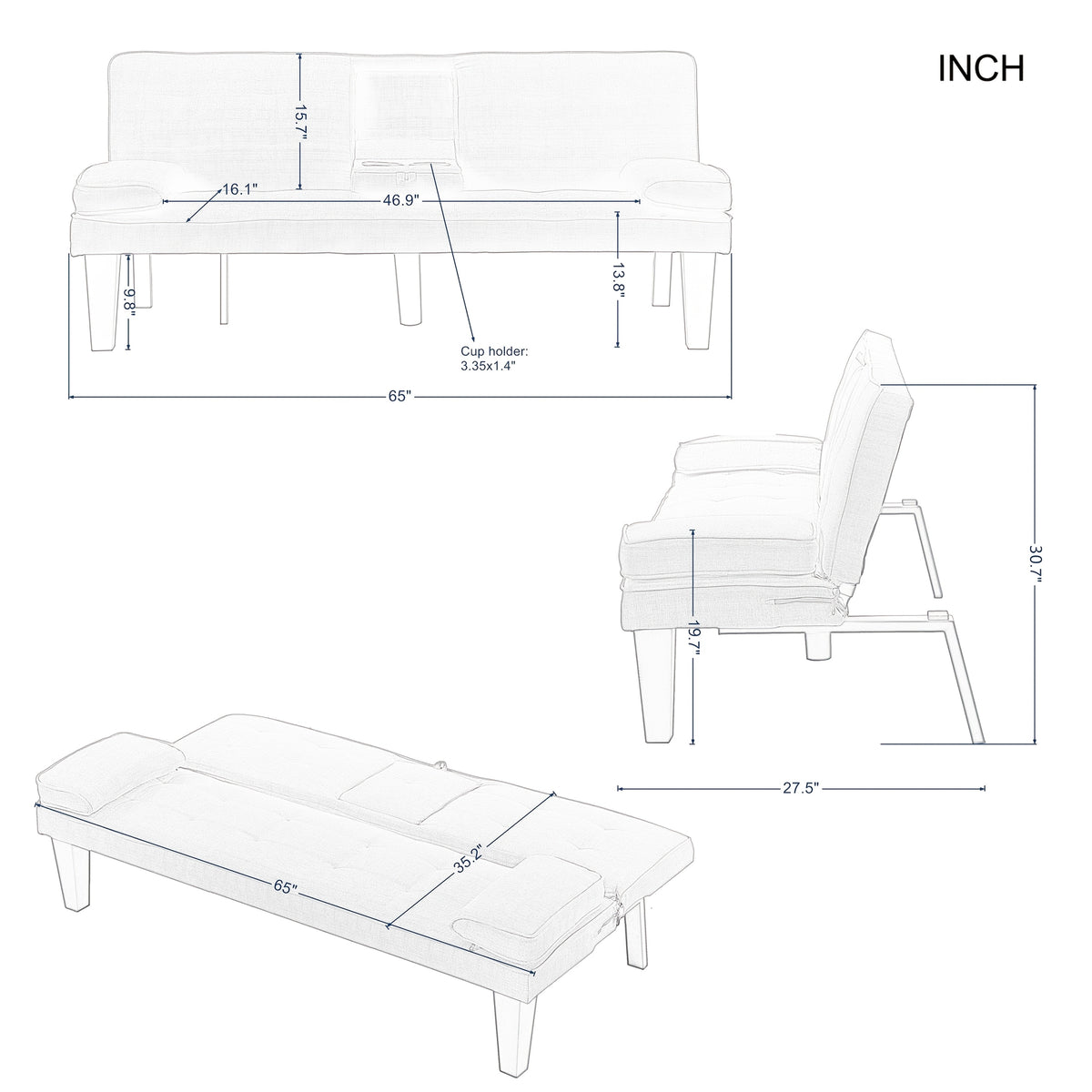 Foldable Sofa Bed with Frame & Fabric Upholstery - Space-Saving Convertible Bed/Sofa for Small Apartments, Dorms, Studios - Modern Sleeper Sofa, Assembly, Comfortable Daybed & Night Rest for Urban Living