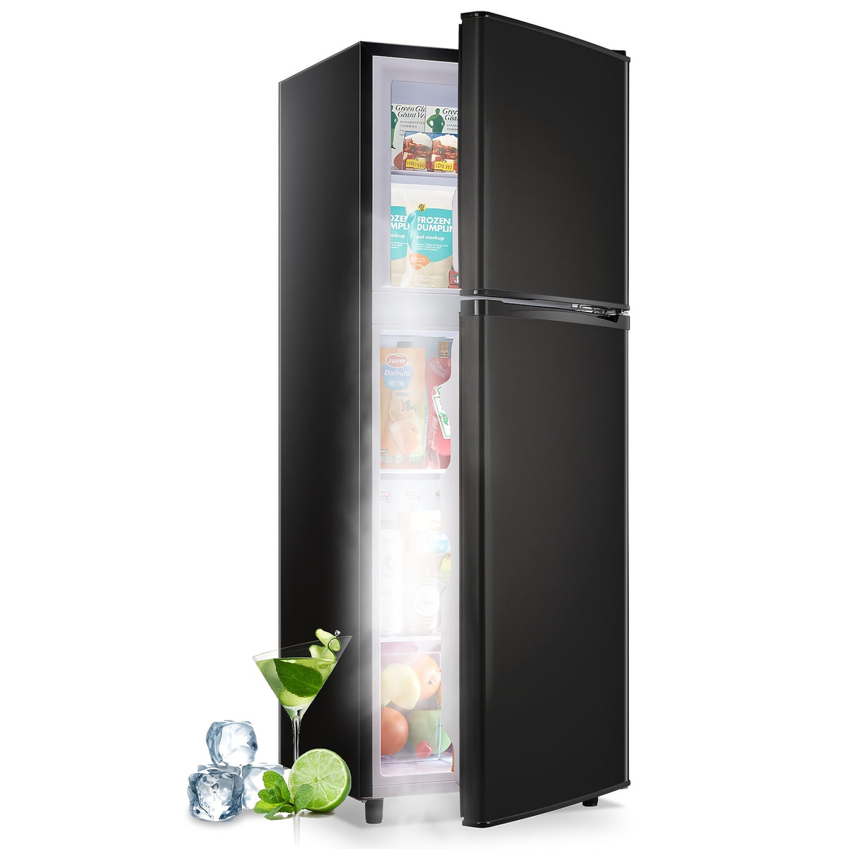 Mini Refrigerator with Separate Freezer and 7-Level Thermostat — WANAI Black, 3.5 or 4.5 Cu. Ft.