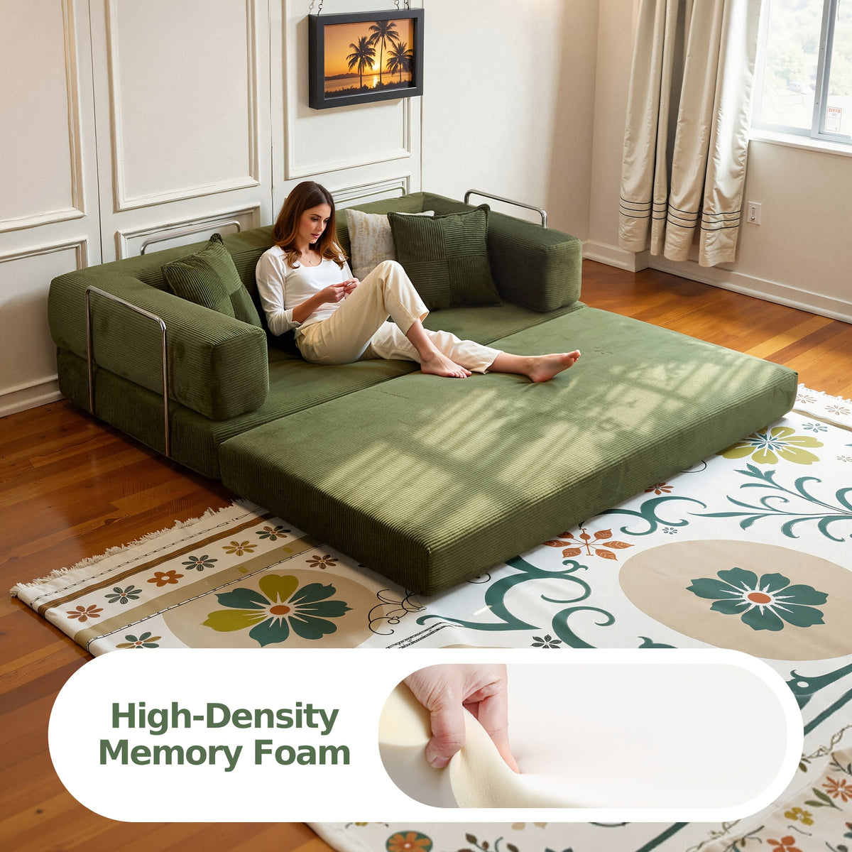 Boneless Sofa Bed, Modern Cloud Couch Folding Sofa Bed, Modular Sofa In A Box Compressed Memory Foam Sofa with Washable Sofa Cover for Living Room, Bedroom, Apartment