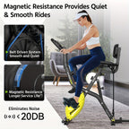 HASIMAN Foldable Indoor Exercise Bike for Home Gym Workout with Twister Disk And Arm Resistance Bands, Adjustable Resistance Fullybody Fitness Exercise Cycling