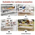 30×48–30×108 Inch Stainless Steel Commercial Work Table with Rounded Corners Adjustable Shelf And Feet for Kitchen Garage Gardening
