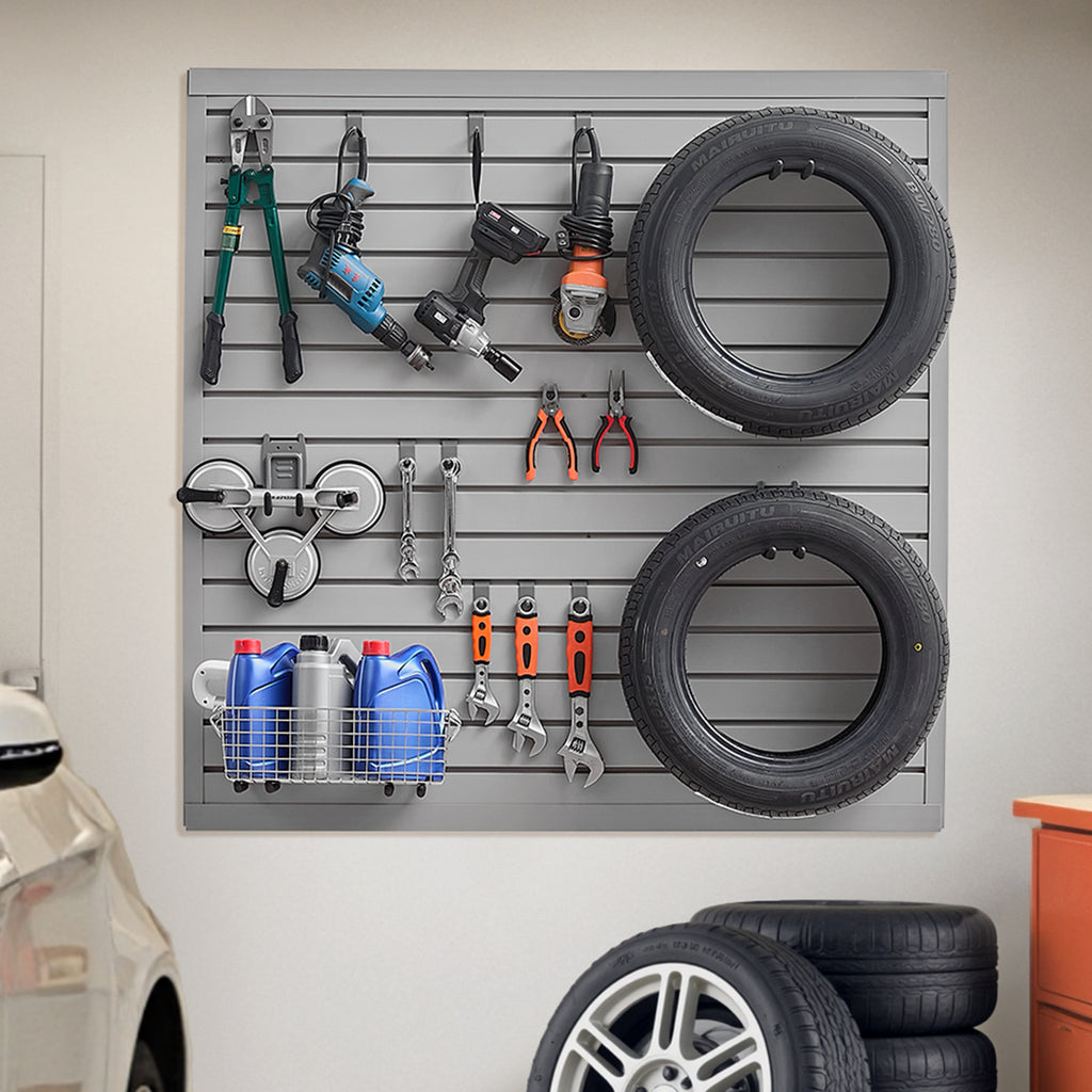 VEVOR 2 x 4 ft / 4 x 4 ft / 8 x 4 ft Slat Wall Paneling PVC White Garage Slatwall with Modular Design White/Grey/Black