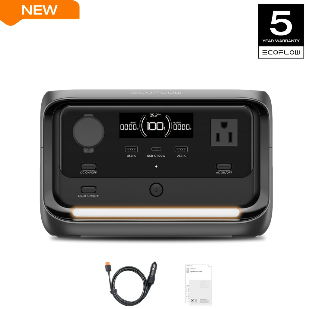 ECOFLOW 268Wh River 3 Plus 270 Portable Power Station, LiFePO4 Battery Solar Generator, 3 Up To 1200W AC Outlets, <10 MS UPS, Expandable To 840Wh, <30 DB Quiet, 1Hr Fast AC Charge