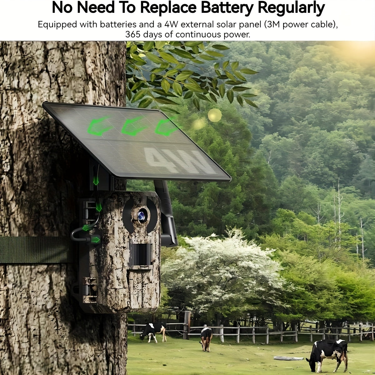[4K Live Streaming] 4G LTE Cellular Trail Cameras With 4K Live Streaming, 3rd Generation Cellular Trail Camera With Live Streaming, Solar Powered Game Camera, Includes SIM Card, Remote App Access, Video Playback, Motion Activation And 0.2 Second Trigger T
