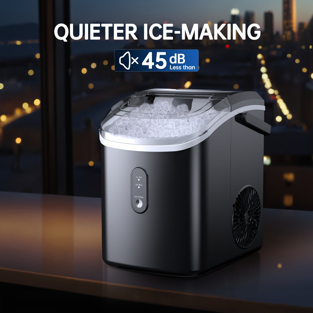 Countertop Nugget Ice Maker, 34/44Lbs Daily Production, Auto-Cleaning Pellet Ice Machine | Mini Fridge, Compact Refrigerator, Comes With Ice Scoop & Basket, Sonic Ice Machine Ideal For Home/Office/Kitchen