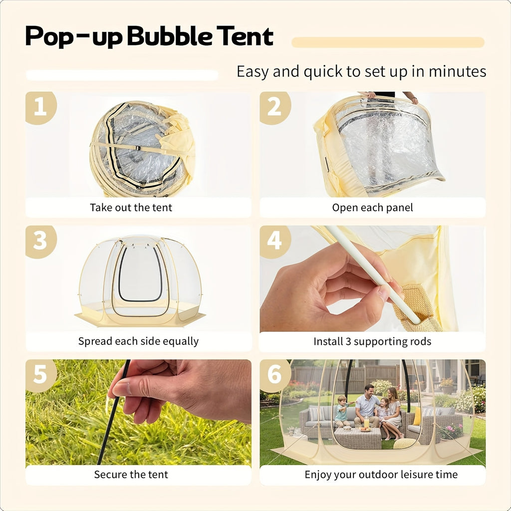 Pop Up Bubble Tent, Instant Igloo Tent Suitable for 4-6 People, Screen House for Patios, Cold