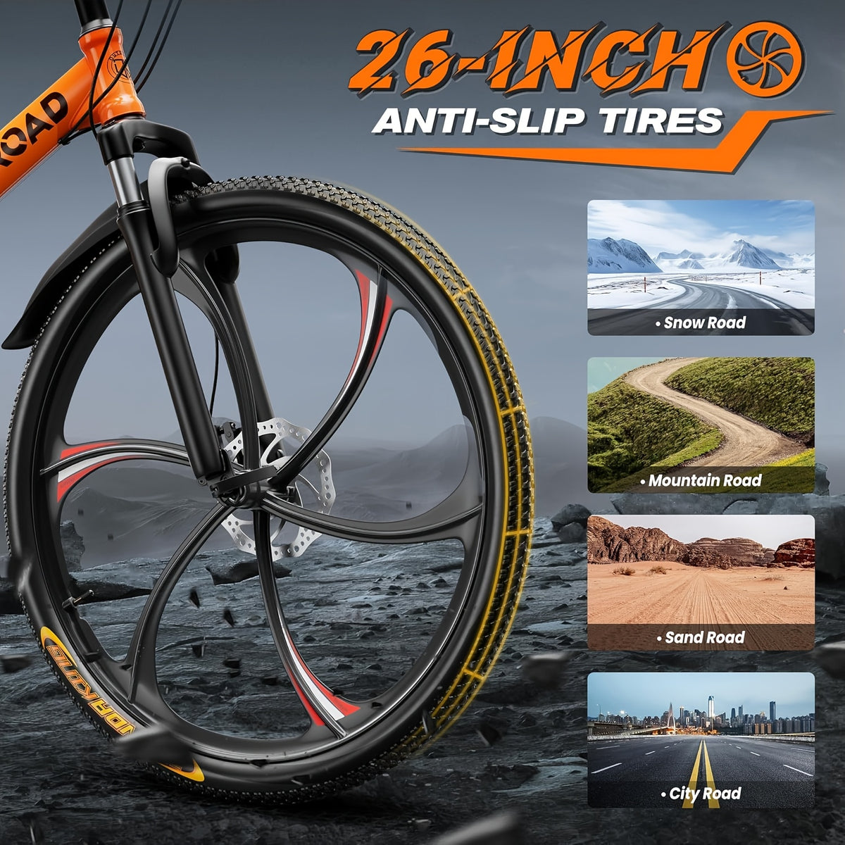 26 Inch Mountain Bike, 21 Speeds Full Suspension Folding Bikes, Dual Disc Brake, High Carbon Steel Frame And Non-Slip Quick Release Tire Bicycle for Adult