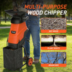 Maxlander 15-Amp Heavy-Duty Electric Wood Chipper, 11.89gal Corded Leaf Shredder, 1.75Inch Cutting Capacity, Corded Chipper With Collection Bag, Wood Chippers, Shredders, & Mulchers, Yard Waste Mulcher For Branches And Twigs