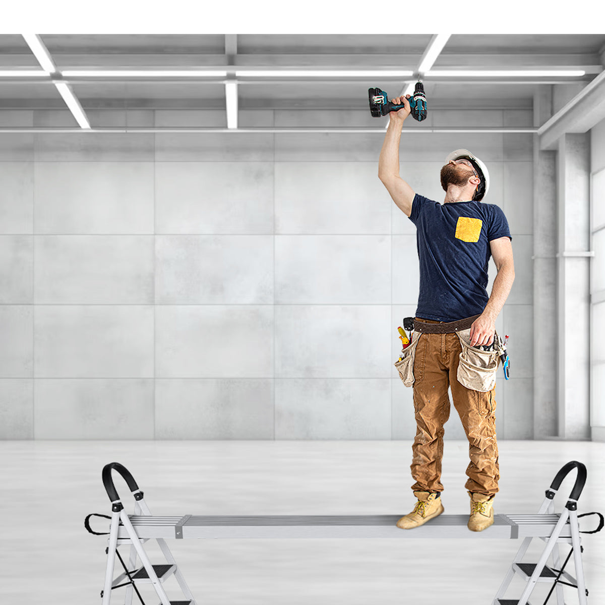 VEVOR Telescoping Aluminum Work Plank, 6-9/8-13/9-15 Feet 500lbs Capacity, 12.5 inch Width Aluminum Scaffold Plank,Extension Staging Plank with Skid-Proof Platform Scaffold Ladder Accessory
