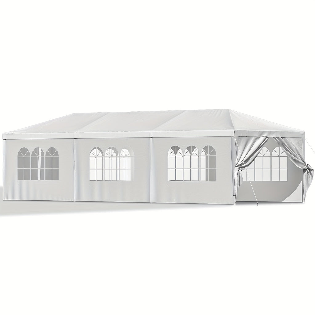 GUNJI 10 X 30ft Carport Heavy Duty Carport with Roll-up Windows, Portable Garage with Removable Sidewalls & Doors, Car Canopy with Sandbags And All-Season Tarp for Car Boat Truck Motorcycle