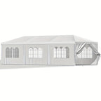 GUNJI 10 X 30ft Carport Heavy Duty Carport with Roll-up Windows, Portable Garage with Removable Sidewalls & Doors, Car Canopy with Sandbags And All-Season Tarp for Car Boat Truck Motorcycle