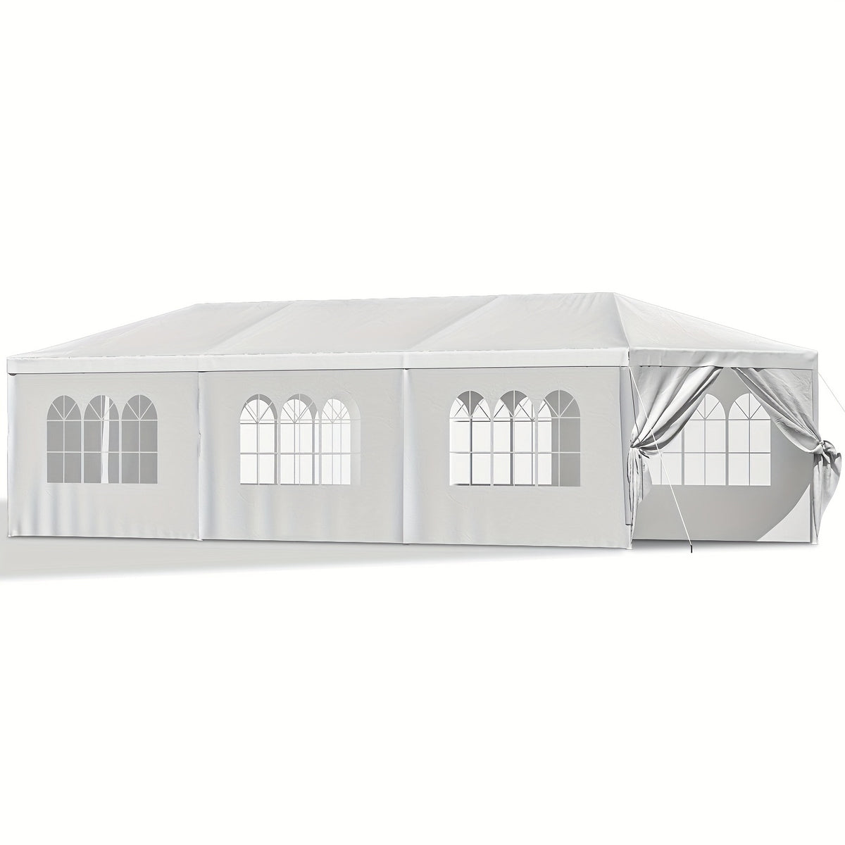 GUNJI 10 X 30ft Carport Heavy Duty Carport with Roll-up Windows, Portable Garage with Removable Sidewalls & Doors, Car Canopy with Sandbags And All-Season Tarp for Car Boat Truck Motorcycle