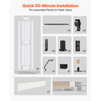 VEVOR Bifold Barn Door, 24" x 84"/36" x 84", MDF Bi-Fold Sliding Closet Doors, Hardware Kit Included, H-Frame Space-Saving Design, Need to Assemble, for Bedroom, Living Room, Wardrobe and Room Divider, White