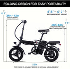 Electric Bike 48V Battery, Brushless Motor, 15-20MPH, Folding Electric Bicycle for Adults, Lightweight Commuter E-Bike with Removable Lithium Battery, Suitable for Urban Commuting, The Best Choice for A Gift, Easy Assemble, Portable Compact Design