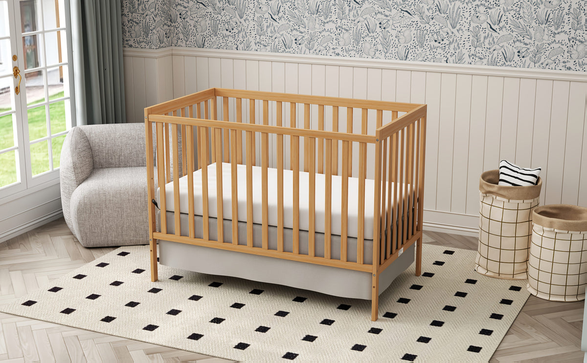 Goldzone Crib 5in 1 Convertible, Wooden Newborn Essentials Convertible to Toddler Bed, Sofa Bed and Full Size Bed, Baby Cribs with 4 Adjustable Bases for Nursery Decor, Baby Stuff Clearance, Item Weight: 37lbs, Maximum Weight Recommendation: 50lbs
