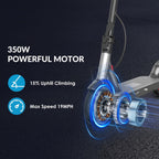 Long-Range Adult Electric Scooter with a Powerful 350W Motor, Top Speed of 19 Mph, Range of Up to 21 Miles, 8.5-Inch Solid Tires, Foldable Commuter Electric Scooter with APP Control, Dual-Brake System, LED Lights, And Portable Folding Design