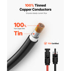 VEVOR 100FT Solar Panel Extension Wire Female & Male Connectors 10AWG Set of 2