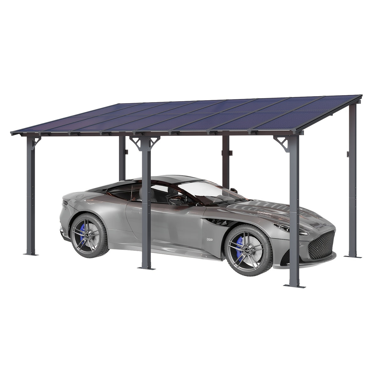 8 X 5FT, 8 X 10FT, 12 X 10FT, 14 X 10FT, 16 X 10FT, 20 X 10FT Outdoor Carport, Sloping Roof Carport, Wall-Mounted Aluminum Carport, Suitable for Outdoor Spaces Such As Porches, Decks, Backyards, Gardens, Etc (Multi-Size Selection)