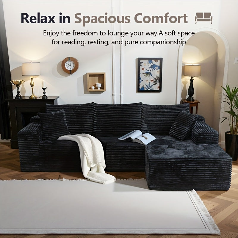 103-inch L-shaped Sofa, a Multifunctional Transforming Compression Sofa Bed with Chaise Lounge, Comes with 2 Throw Pillows, Built-in High-density Supportive Sponge, a No-assembly-required Sofa Chair Suitable for Bedrooms and Living Rooms