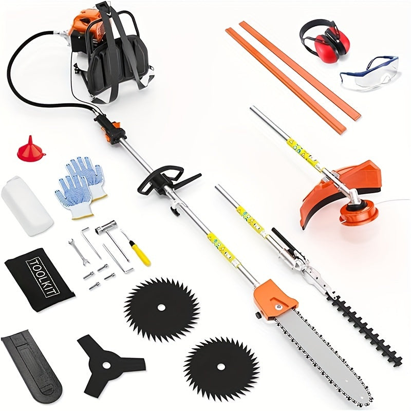 52CC Gas-Powered Weed Wacker with 2-Stroke Engine, a Versatile 6-In-1 for Trimming, Cutting, And Sawing, in Orange