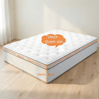 12/14 "Full Queen King Size Memory Foam Mattress - Ergonomic Design, Medium Sturdy Hybrid Mattress, Luxurious Comfort Pocket Spring, White Quilted CoverColchones Para Cama