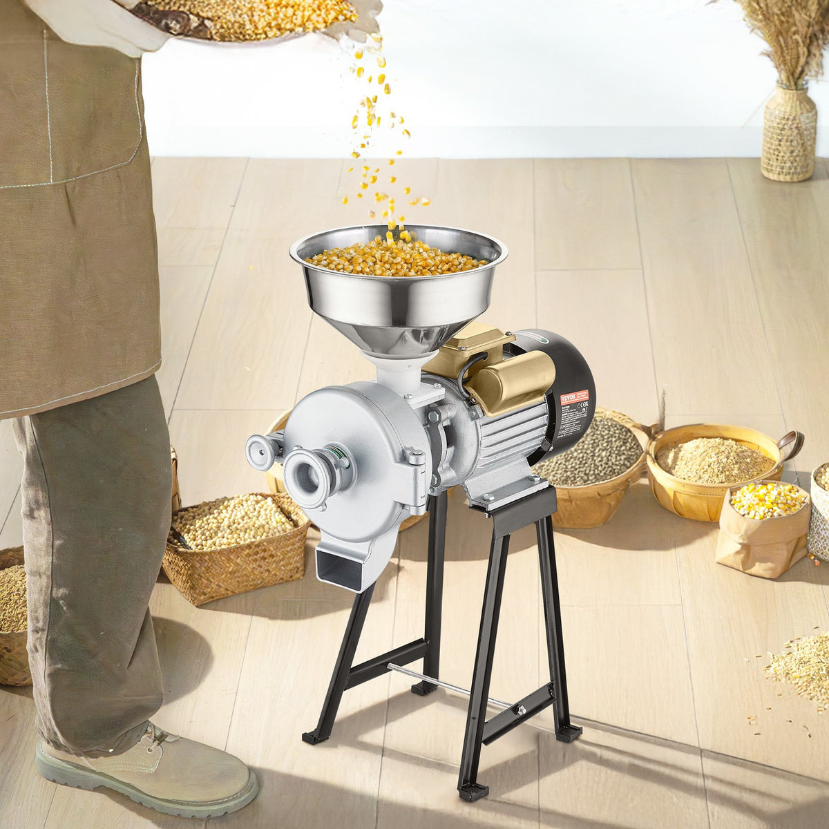 VEVOR 3000W Electric Grain Grinder Corn Wheat Flour Cereal Mill Wet & Dry